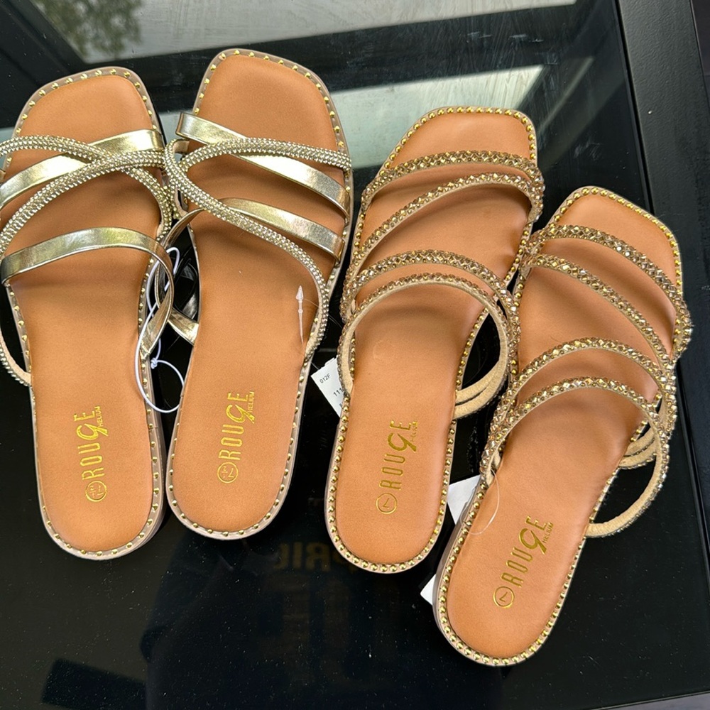 Two pair of flip flops strappy